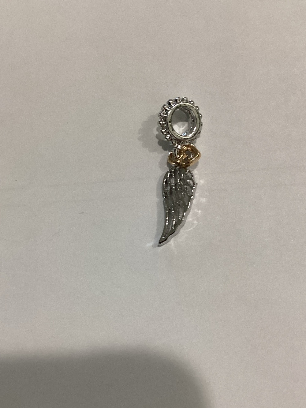Two-Tone Angel Wing Charm Drop Earring - Silver‎ & Gold